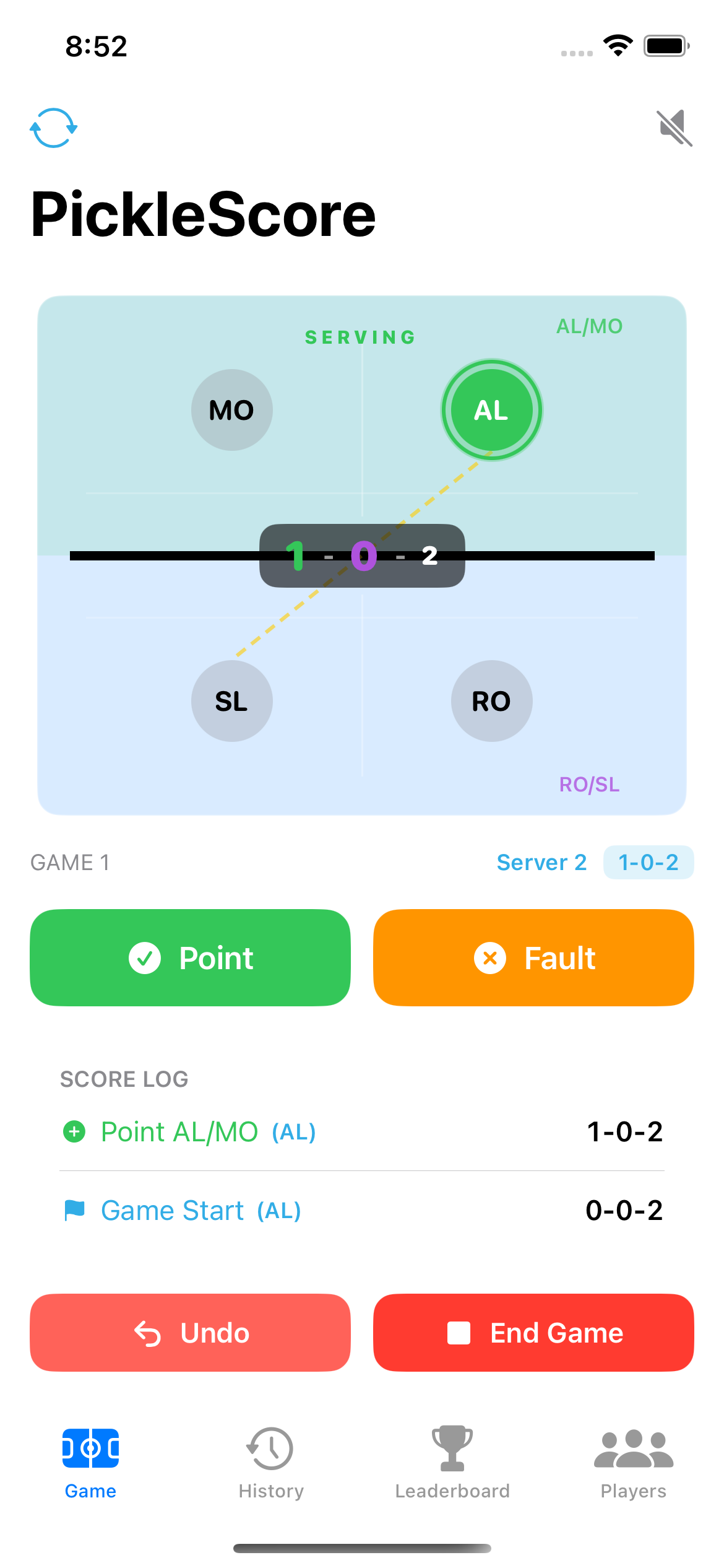 PickleScore iPhone Interface